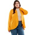 thumbnail image 2 of Pastel by Vivienne Women's Open Front Cardigan with Ruffle Detail Plus Size Mustard X-Large, 2 of 5