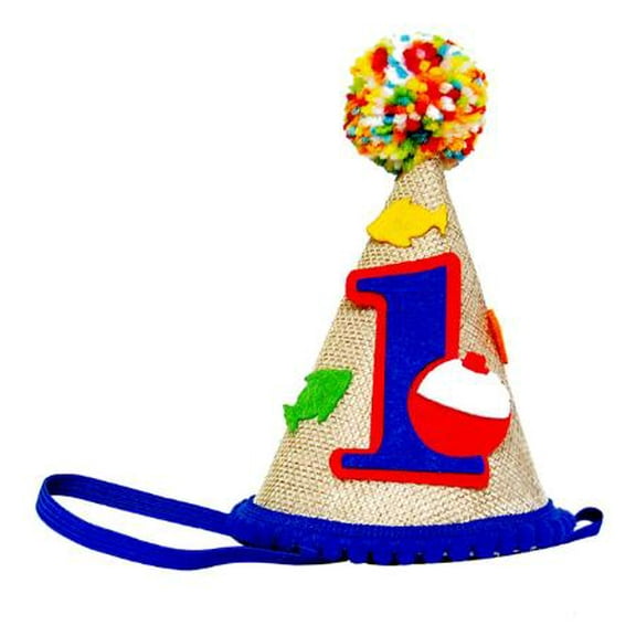 QIDITONG Birthday Party Hat 1 Year Old Birthday Hat For Kids Cone Hat With Pom Poms For Baby's First Birthday Celebration Boys And Girls
