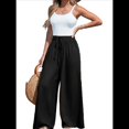 thumbnail image 1 of Pantalones Anchos de para Mujer, de Cintura Alta, para Playa y Descanso. Negro L, 1 of 7