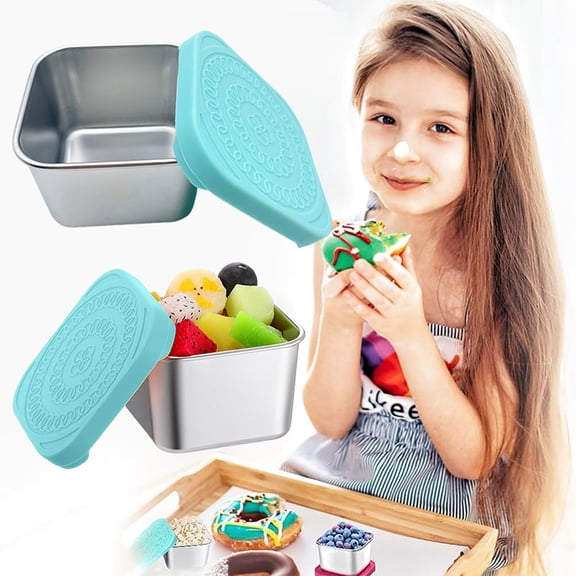 HWHCGZ Stainless Steel Lunch Containers 6 OZ Leakproof Small Containers With Silicone Lids Stackable Snack Pots Snack Containers Lunch Box for School Home Storage Supplies 1 Pcs (Mint Green)