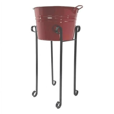 Next2Nature Enameled Galvanized Beverage Tub, Wrought Iron Stand