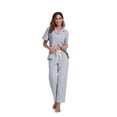 thumbnail image 7 of ANLIQI Women's 100% Cotton Pajama Set Button Down Short Sleeve Shirt and Long Pants Sleepwear Soft ladies Lounge Sets(Grey, S), 7 of 7
