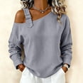 thumbnail image 2 of Purcolt Women's One Shoulder Sweatshirt Long Sleeve Slouchy Pullover with Buckle Strap for Lounge Streetwear Outfits Spring Fall Layering Everyday Tops, 2 of 5