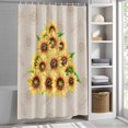 thumbnail image 5 of Watercolor Sunflowers Shower Curtain, 72" x 84", Retro Vintage Flower Linen Waterproof Bathroom Curtain Washable Shower Curtain Set with 12 Hooks, 5 of 8
