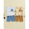thumbnail image 3 of Elippeo 2Pcs Baby Boy Summer Outfits 6 12 18 24 Months 3 4 Years Short Sleeve Chicken/Animal Print Tops + Shorts Set Toddler Clothing, 3 of 9