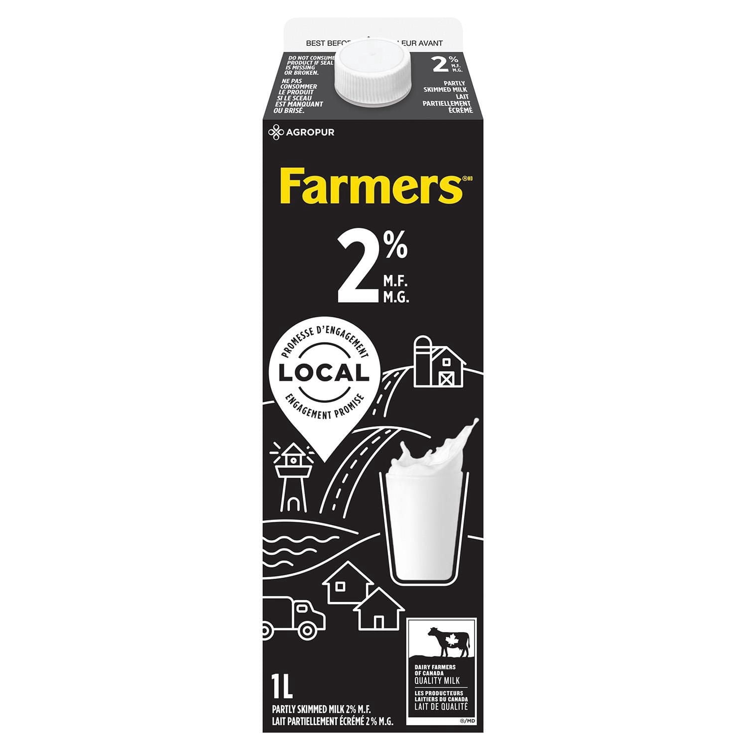 Lait partiellement écrémé 2 % Farmers 1L