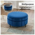 thumbnail image 5 of MDQMD 31.5" Round Storage Ottoman with Reversible Lid Velvet Upholstered Pumpkin Shaped Ottoman Multi Functional Coffee Table Footrest for Living Room Bedroom Dorm Navy, 5 of 7