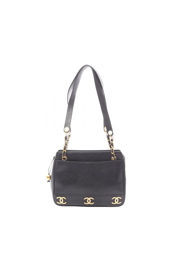 Pre-Owned Chanel Triple Coco Mark Tote Bag Handbag, Caviar Leather (Grained Calfskin), Women's,...