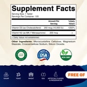 Vitamatic Vitamin D3 K2 Supplements with 10,000 IU Vitamin D + 200mcg Vitamin K MK-7, 120 Tablets Bone, Heart, Immune, Calcium Support