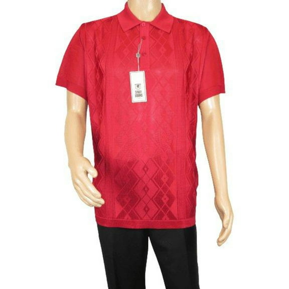 Mens Polo Shirt Slinky Sheer Short Sleeves Soft Touch by Stacy Adams 57007 Red