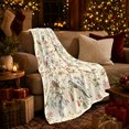 thumbnail image 3 of Woodland Songbird Botanical Watercolor, Peaceful Woodland Scene, Warm Flannel Blanket for Cabin and Lodge, Garden Lovers Housewarming Gift, Botanical Home Decor, 3 of 9