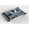 thumbnail image 2 of Ambesonne Movie Theater Pillow Sham 2 Pack, Vintage Poster, 26"x20", Blue Black Grey, 2 of 3
