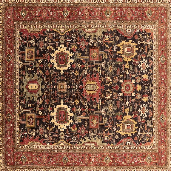 Ahgly Company Indoor Square Oriental Brown Industrial Area Rugs, 5' Square