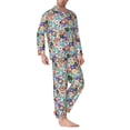 thumbnail image 2 of Susaid Colored Casino Chips Print Men's Long Sleeve Pajama Set, Two-Piece Button-Down Loungewear PJs Set, Comfortable Sleepwear for Relaxation-X-Large, 2 of 7