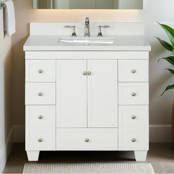 Lavanti Depos Solidwood 36-inch Bathroom Vanity with Sink - Stylish White