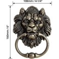 thumbnail image 4 of Manija de puerta de león de bronce antiguo Aldaba clásica con cabeza de león, 4 of 4
