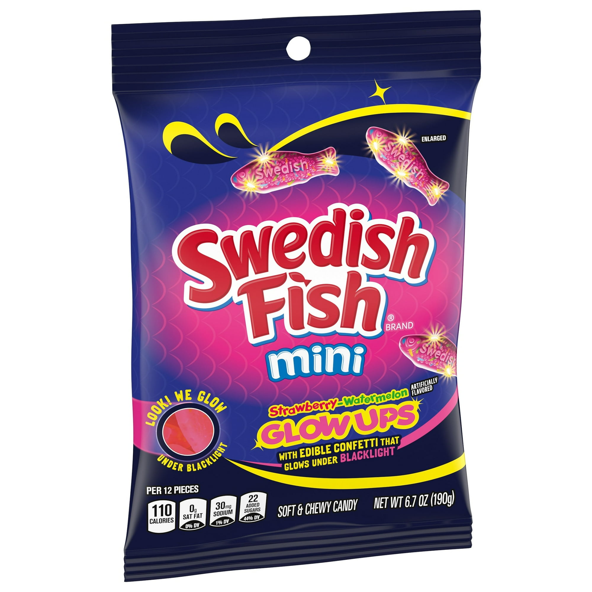 SWEDISH FISH Mini Glow Ups Caramelos Suaves y Masticables Fresa-Sandía, 6.7 oz (paquete de 3) 6