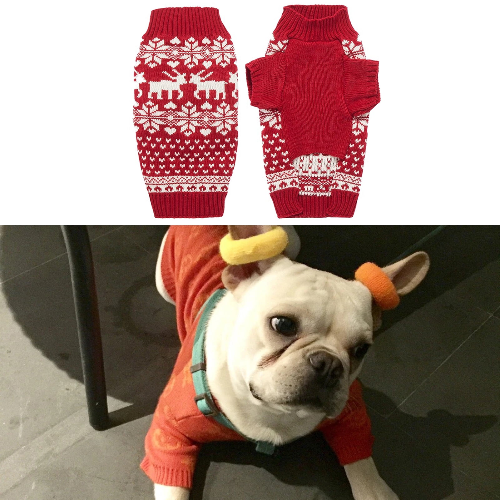 Christmas sweater for cat Dog and Owner Matching Clothes Snowflake jumper for dog Red snowflake motif sweater for dog Red dog pullover