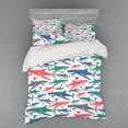 thumbnail image 2 of Ambesonne Fish Bedding Set 3 Pcs, Colorful Shark Patterns, Twin XL, Multicolor, 2 of 3