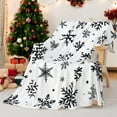 thumbnail image 2 of Christmas Snowflake Blanket Ultra Soft Winter Holiday Throw Blanket Xmas Idea Gifts Flannel Fleece Bed Blankets Lightweight Warm Cozy Fuzzy Plush Cabin Throw for Sofa Couch, Black White, 60" X 80", 2 of 6