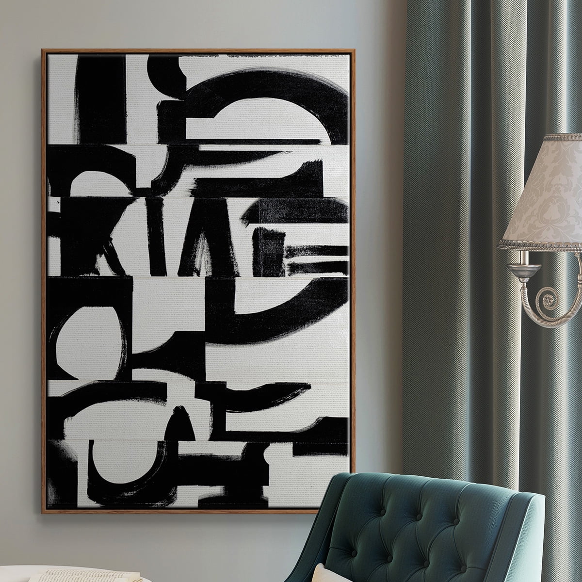 Prosperous Elements V10 Framed Premium Gallery Wrapped Canvas - Ready to Hang - 17 x 25 - Walnut Floating Frame