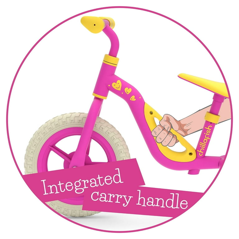 Chillafish Charlie lightweight toddler balance bike with carry handle adjustable seat and handlebar puncture proof 10 inch wheels for kids 18 48 months pink Walmart