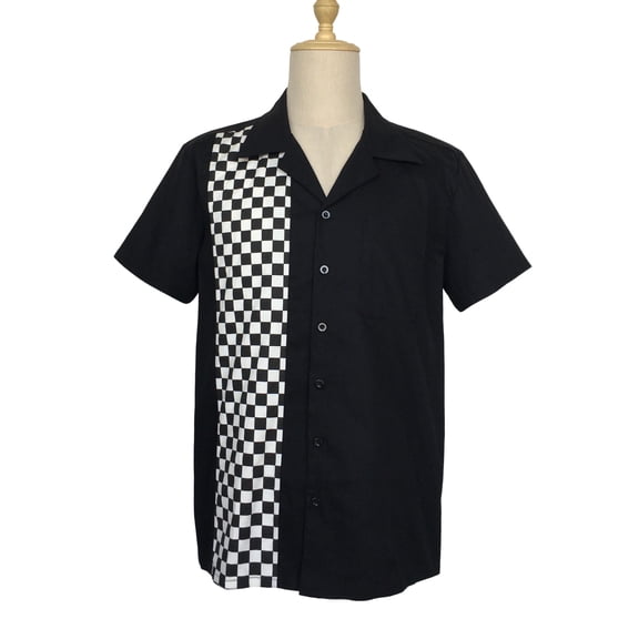 Two-tone Contrast Retro Cuban Casual Shirts