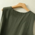 thumbnail image 4 of JGGSPWM Womens Solid Color Pleated Cotton Linen Tank Top Vintage Crew Neck Casual Sleeveless Vest Green XXL, 4 of 8