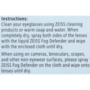 ZEISS Fog Defender System Spray Kit for Eyeglasses, Includes Lens Wipes Fog Defender Cleaning Cloth, 0.5 fl oz