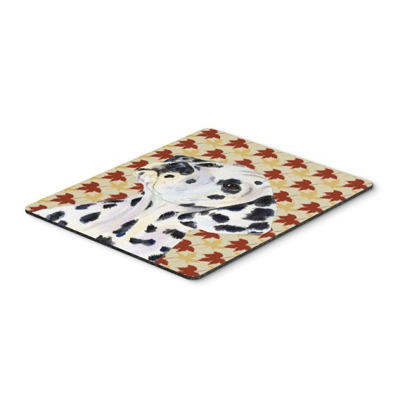 "Dalmatian Fall Leaves Portrait Mouse Pad Hot Pad or Trivet"