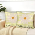 thumbnail image 2 of Hello Sunshine Pillow Covers 18 x 18 Inch Set of 2, Daisy Flower Spring Outdoor Farmhouse Stripes Throw Pillows, Spring Summer Decorations Cushion Case for Couch Living Room Bedroom, Yellow, 2 of 5
