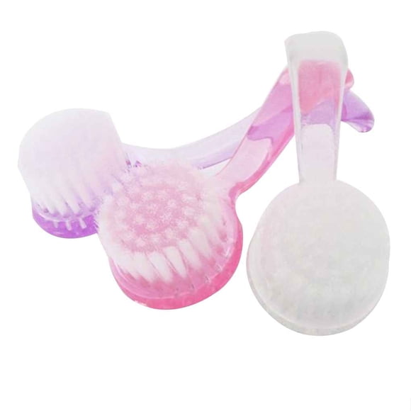 tredstone 3PCS Plastic Nail Salon Dust Clean Brush Pedicure Round Head Nail Cosmetic Manicure Brush Cleaner Random Color