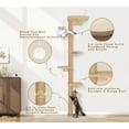 thumbnail image 3 of Floor to Ceiling Cat Tree for Kittens Wall Mounted Cat Wall Shelves with Grey Felt Pads Adjustable Wild Simulation Cat Tower Rotatable Platforms for Climb Scratch and Look, 3 of 9