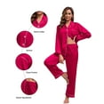 thumbnail image 5 of Silk Satin Pajamas for Women Set 2 Piece Silk Pjs Long Sleeve Top Cozy Sleepwear Silky Pajamas, 5 of 6