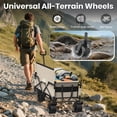 thumbnail image 5 of GVDV Heavy Duty Folding Wagon with Bench Seat – 550lbs/220L Large Collapsible Cart for Beach, Camping, Shopping, Tailgating, Sports & Groceries, Beige, 5 of 8