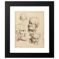 thumbnail image 2 of Hamlet Winstanley 12x14 Black Modern Framed Museum Art Print Titled - Four Male Heads (1716), 2 of 5