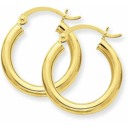 hoop earrings gold 14kt 3mm tube yellow light