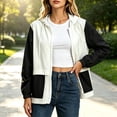 thumbnail image 3 of Women's Waterproof Rain Jackets Plus Size Lightweight Hooded Solid Long Sleeved Zipper Jacket Top Blouse Casual Pocket Coat, 3 of 6