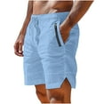 thumbnail image 2 of Puntoco Pantalones Cortos Casuales Para Hombre, Pantalones Deportivos Con Cintura Elástica Con Cordón De Color Sólido Y Bolsillos Azul Claro S,Pantalones Cortos Hombre, 2 of 6