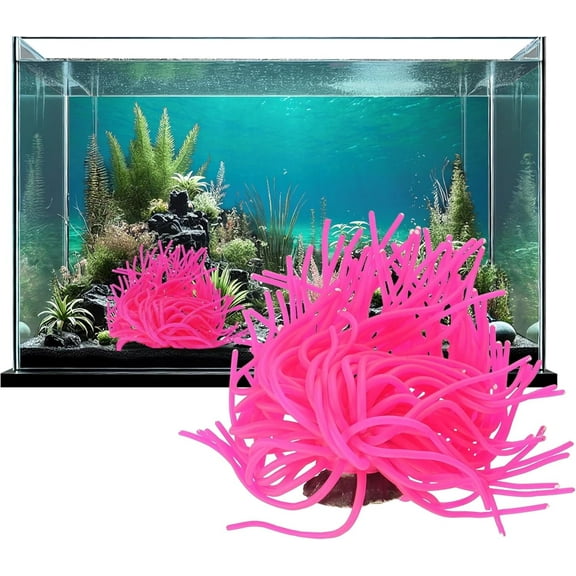 Sporn Sea Anemone Fish Tank Decor Pink, Aquasape Your Fish Tank Decorations with Vibrant Aquarium Decorations, 100% Safe Material
