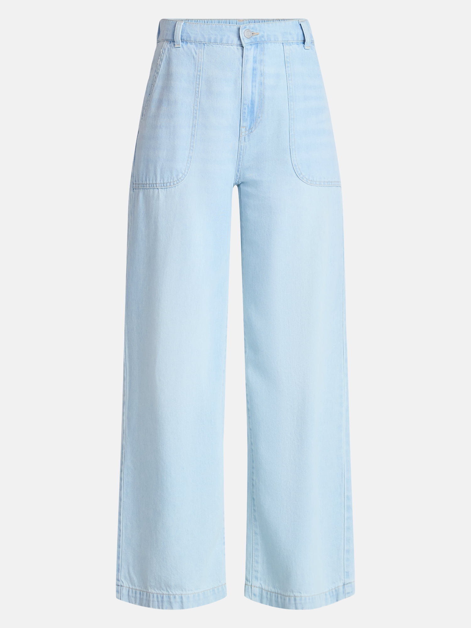 Time and Tru Women's High Rise Draped Utility Jeans, 30" Inseam, Sizes XS-XXXL