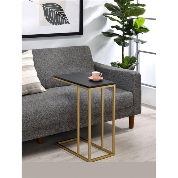 IN Room Furniture Designs Contemporary Metal and Wood End Table in Gold/Black