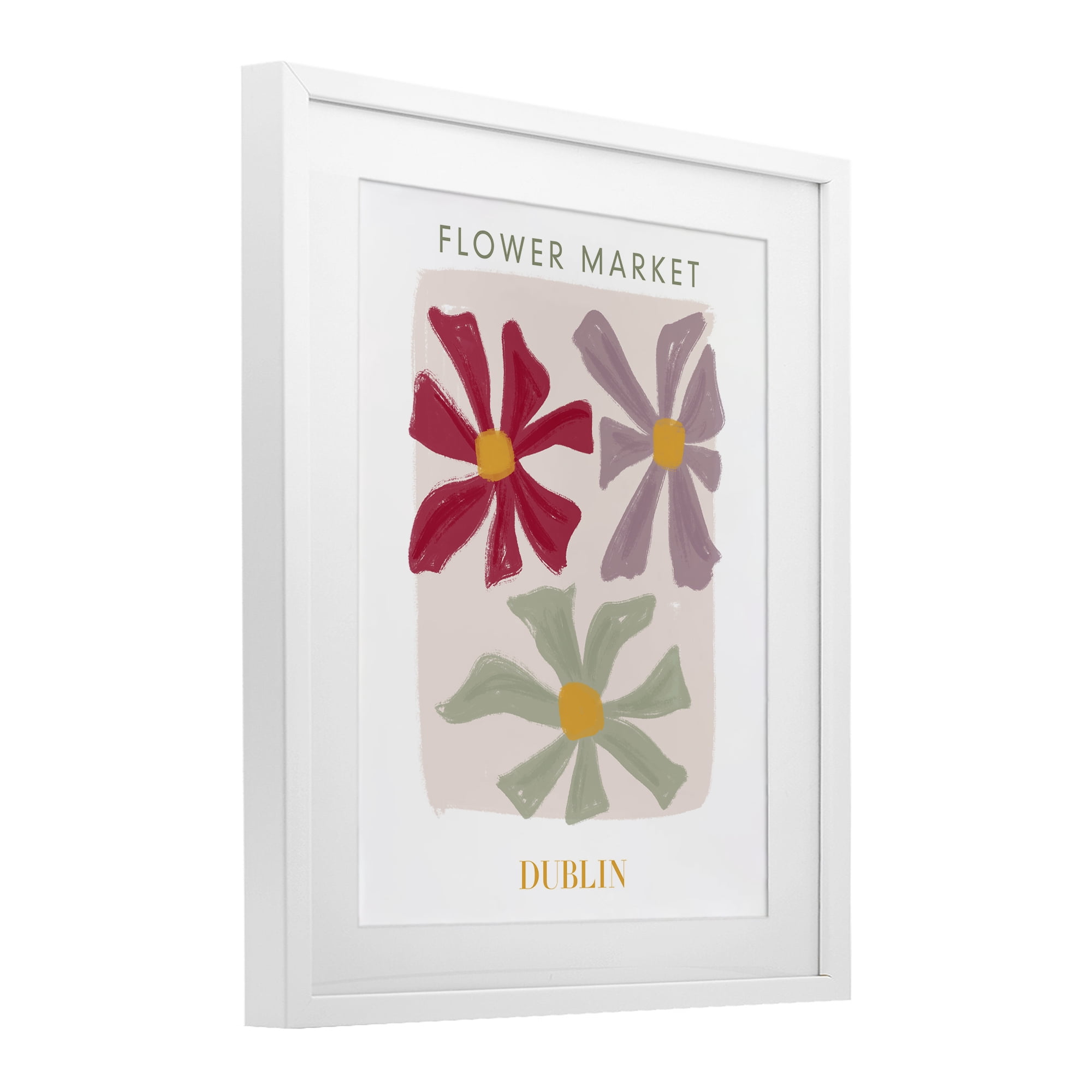Stupell Industries Muted Dublin Flower Market White Framed Print Under Glass, design by Lucille Price