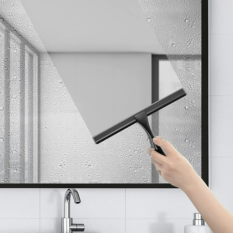 Purpose Shower Squeegee for Shower Doors, Bathroom, Window and Car Glass -  Black, Stainless Steel, 14 Inches 