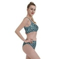 thumbnail image 6 of High Waisted Bikini Sets For Women, Bling Sparkly Gemstone Blue Print Swimsuits Tummy Control, Two Pieces Bathing Suit, 6 of 8