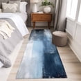 thumbnail image 4 of Blue Color Block Washable Area Rug 2x6 Abstract Shabby Modern Art Low-Profile Area Rugs with Non Slip Backing Indoor Floor Carpet for Entrance Living Room Bedroom Home Office, 4 of 9