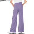 thumbnail image 6 of YUANxueke Girls Ribbed Knit Pants Casual Soft Comfy Elastic Waist Wide Leg Pants with Pockets for 5-15 Years, 6 of 8