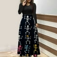 thumbnail image 2 of Halloween Dress for Women Long Sleeve Pumpkin Print Maxi Dress Witch Costume Fall Party Gothic Outfit, 2 of 4
