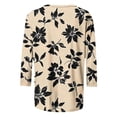 thumbnail image 4 of Edvintorg Womens Casual Tops Floral Printed 3/4 Sleeve Lightweight Shirt Crew Neck Casual Loose Blouses Plus Size Fashion Womans Clothes Khaki XXXL, 4 of 7