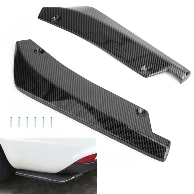 2X Car Rear Bumper Lip Diffuser Splitter Canard Protector Top Carbon Fiber Look